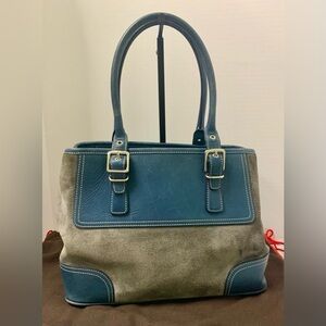 Coach Vintage Hamptons Satchel Blue Suede & Leather